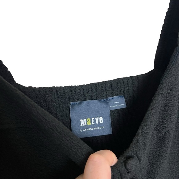 ANTHROPOLOGIE | Maeve Sweetheart Mini Dress Black Puff Sleeve - Picture 2 of 6